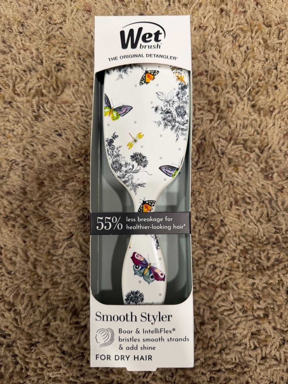 Wet Brush Smooth Styler Detangler Hair Brush - White Butterfly